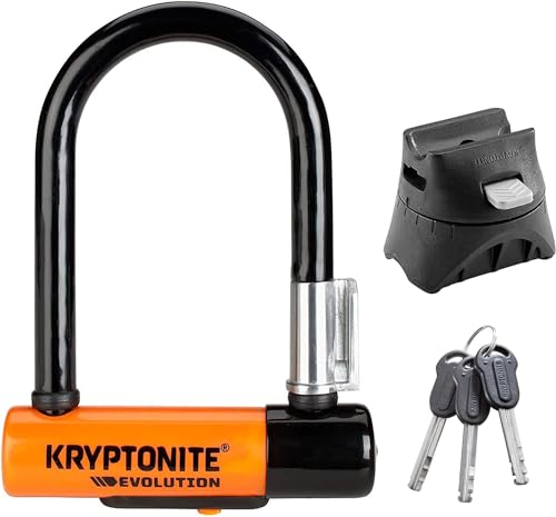 Kryptonite Evolution Mini-5 Bügelschloss - Sicherheitsgrad 7/10, robustes Anti-Diebstahl Fahrradschloss mit Transporthalterung, und 3 Schlüsseln - 8,3 x 14 cm