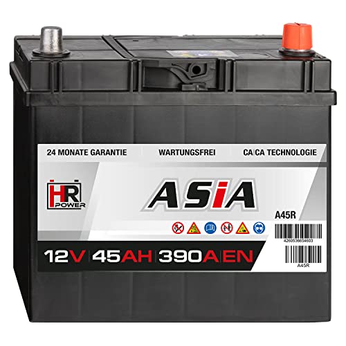 HR HiPower ASIA Autobatterie 12V 45Ah Japan Pluspol Rechts Starterbatterie ersetzt 35Ah 40Ah 50Ah