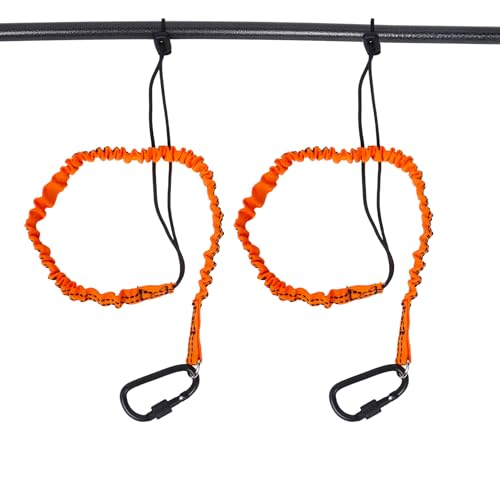 Qaziuy 2 Stück Kajak Paddel Leine, Elastische Paddel Leine mit Karabiner Stretch Kajakseil Paddel Leine SUP Leash für Kaja-, Kanu, Surfbretter, Angelruten