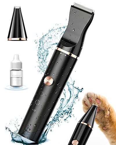 oneisall Pfotenschermaschine IPX7 Wasserdicht 2 Messerkopf Pfotentrimmer Hundeschermaschine für Hunde Katzen Pfoten, Augen, Ohren, Gesicht, Körper