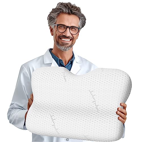 KoKoTex New Nackenkissen Seitenschläfer - Kopfkissen Nackenschmerzen - Memory Foam Pillow - Orthopädisches Kissen - Gesundheitskissen - Anti Falten Schlafkissen Comfort (Soft) 55x40x12 cm