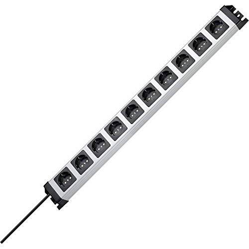 Kopp POWERversal 10-fach Steckdosenleiste, silber, 227120011, Grau, Schwarz
