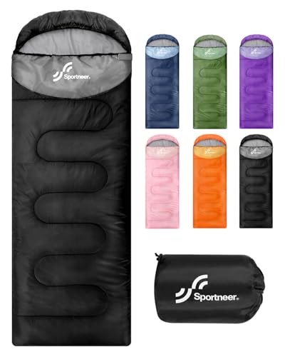 Schlafsack Outdoor - Sportneer Schlafsack Erwachsene und Kinder - Schlafsack Winter, Schlafsäcke, Camping Sleeping Bag Deckenschlafsack Leicht Tragbar für Camping Wandern Rucksackreisen