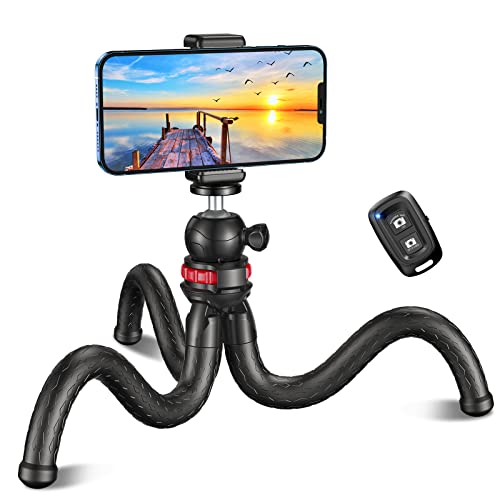 CIRYCASE Handy Stativ, Mini Selfie Stick Stativ für Smartphone mit Kabelloser Fernbedienung, Flexibler 360° Drehbar Tragbarer Kamera Stativ Handystativhalter Kompatibel mit iPhone, Galaxy, Sportkamera