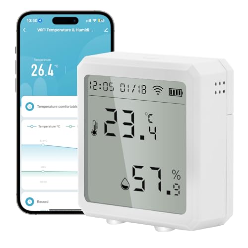diymore Temperaturregler, Digitaler Raumthermostat für Passen Sie Temperatur/Luftfeuchtigkeit, Wandthermostat mit Tuya App - WiFi Google Assistant und Alexa kompatibel