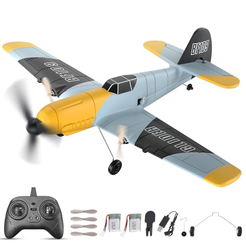 FTJKGH RC Flugzeug BF-109 Messerschmitt, 2.4GHz RC Plane 3-Kanal-RTF RC Segelflugzeugspielzeug, 6-Achsen-Gyro-Stabilisator, RC Steuerung RTF für Anfänger, Kinder, Erwachsene