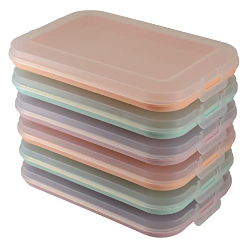 Engelland 6er Set Aufschnitt-Dosen mit integrierter Servierplatte, Frischhaltedose, Aufbewahrungsbox, Lebensmittelbehälter, Aufschnitt-Box, stapelbar, BPA-frei, Küchenbedarf, Kunststoff bunt