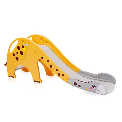 Baby Vivo Kinder Rutsche Kinderrutsche Gartenrutsche Kleinkinderrutsche Kunststoff Giraffe Garten Rutsche abgerundete Ecken & Kanten für Indoor & Outdoor in Gelb