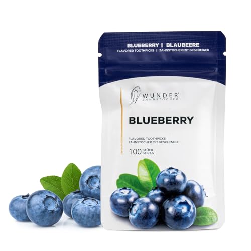 Wunder Zahnstocher - Zahnstocher mit Geschmack - gute Alternative zu Kaugummi - hilft gegen Nägelkauen - frischer Atem mit Aromatisierte Zahnstocher - Zuckerfrei, Vegan (Blaubeere)