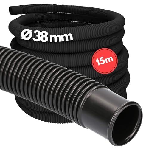 15 Meter Kalitec Poolschlauch 38mm, schwarz I Schwimmbadschlauch 38 mm I Schlauch Pool I Schlauch für Poolpumpe I flexibler Pumpenschlauch I Made in Germany I Formstabil I Trittfest