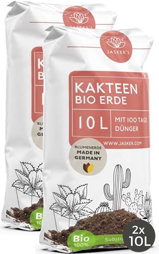 JASKERS® Kakteenerde Mit Dünger 20 L | Lockere Kaktus-Erde | Als Aloe Vera Erde Geeignet | Premium Kakteen-Erde Mit Wurzelaktivator | Perfekt Als Pflanzerde Zum Umtopfen