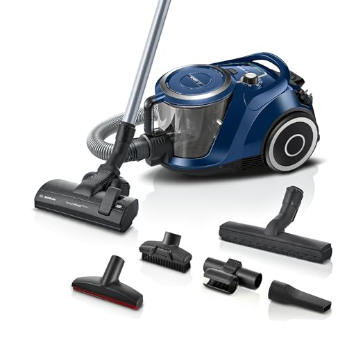 Bosch Staubsauger beutellos Serie 6 BGC41X36, Bodenstaubsauger, ideal für Allergiker, Hygiene-Filter, Bodendüse für Parkett, Teppich, Fliesen, starke Saugleistung, leise, 700 W, blau