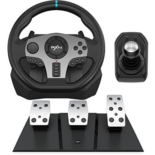 PXN V9 Gaming Lenkrad mit Pedalen und Schaltung - Lenkrad PC, 270&900 Grad, Tool-App, Vibrationsrückmeldung, Schaltwippen - für PC, Xbox, PS4, und PS3