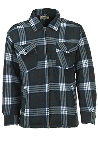 Hoang Thermojacke Herren Holzfällerjacke Hemdjacke Flanell Jacke Arbeitsjacke Kariert Gefüttert, Farbe:grün, Größe:M