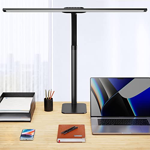 Kary LED Schreibtischlampe Dimmbar mit Sockel, 80cm 24W Ultrahell Schreibtischleuchte, Touch Control Intelligente Tischlampe Automatische Dimmung, 5 Farbtemperaturen und 5 Helligkeitsstufen,Schwarz