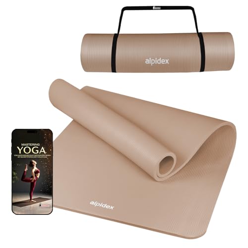ALPIDEX Yogamatte Extra Dick 1,5 cm Gymnastikmatte 3 Größen E-Book rutschfest Phthalatfrei Fitness Matte Turnen Pilates Sport Physio HIIT Yoga Trainingsmatte Isomatte, Cream, 190 x 80 x 1.5 cm