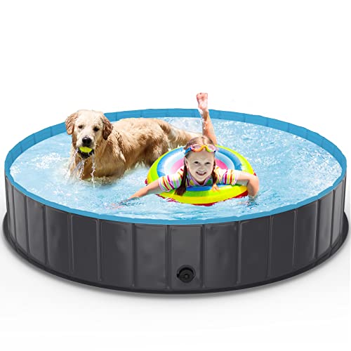 TENXSNUG Hundepool fur Große Hunde, Faltbare Hund Schwimmbecken Hundebadewanne, rutschfest Hunde Pool Planschbecken für Kinder und Hunde, 160x30 cm