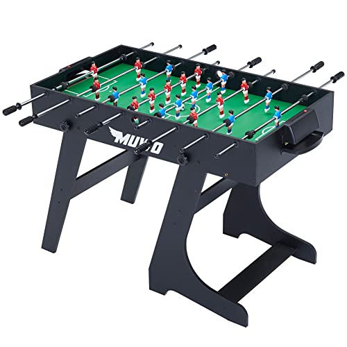 MUWO Mondial Faltbarer Fußball Tischkicker 3 Bälle inklusive. Klappbarer Indoor-Kickertisch, kompakt und leicht verstaubarer. Tischfußball für Erwachsene und Kinder, in 2 Farben, 14 kg (Schwarz)