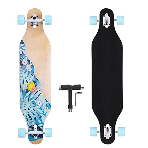 BRGOOD 41'Longboard Erwachsene,Skateboard Komplettboard Cruiser Board für Jungen Jugend Anfänger Wasserdichtes Ahorn Skateboard mit High Speed ABEC-9 Kugellager für Cruising,Carving,Freestyle Downhill