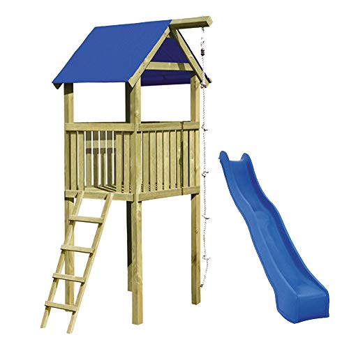 Gartenpirat Spielturm Alto mit Rutsche und Kletterseil 118 x 118 x 350 cm Holz KDI