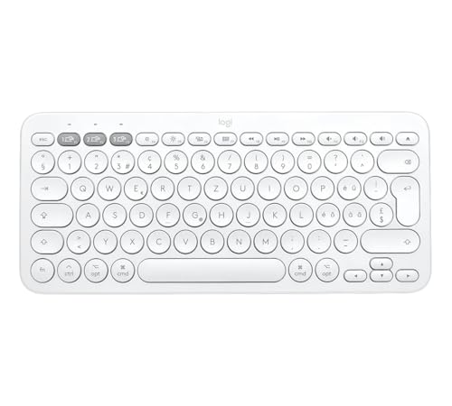 Logitech K380 Multi-Device Tastatur für Windows, macOS, iPadOS, Android oder Chrome OS, PC, Mac, Laptop, Smartphone, Tablet, Schweizer QWERTZ-Layout - weiß [Bulk - Ohne Verpackung]