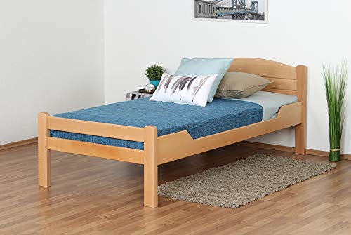 Einzelbett/Gästebett 'Easy Premium Line' K1/ Voll, 90 x 190 cm Buche Vollholz massiv Natur