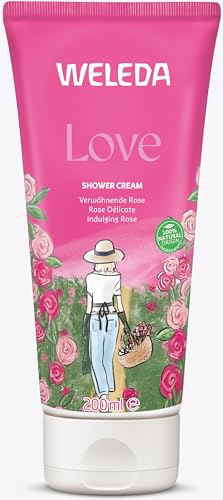 WELEDA Bio Love Duschgel vegan - Naturkosmetik Aroma Shower Duschseife für Frauen & Männer mit Rose, Jasmin & Ylang Duft, Natürliche Hautpflege Dusche zur Reinigung von Gesicht & Körper (1x 200ml)