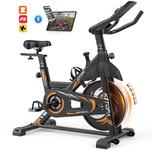 Kitopa Heimtrainer Fahrrad, Smart Hometrainer Fahrrad mit Bluetooth App & LCD-Monitor, Leises Ergometer mit Verstellbarem Widerstand für Kardio Training, 150 kg Belastbar