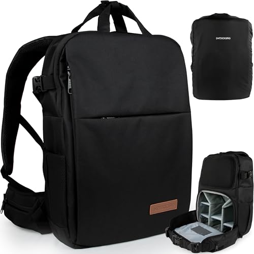 ENTDECKBAG Kamerarucksack Diebstahlsicher [mit Hüftgurt] Stauraum 14” Laptopfach Fotorucksack für Spiegelreflexkamera Kamera Rucksack Herren Damen (Schwarz)