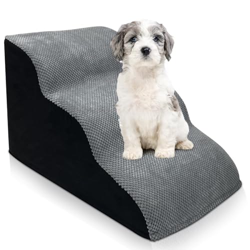 Storystore Hundetreppe 3 Stufen, 40cm Hundetreppe für Kleine Hunde, Haustiertreppe Katzentreppe für Sofa Bett, Waschbar rutschfest Haustierrampe Am Besten für Kleine ältere verletzte Hunde Katzen