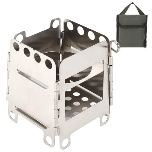 Mini Holzvergaser Faltbar Tragbar, Campingkocher Holzofen Alkoholkocher Und Hobo Kocher, Faltbar Tragbare Holzherd Leicht Herd Für Outdoor-Aktivitäten, Kochen, Wandern, Picknick, BBQ