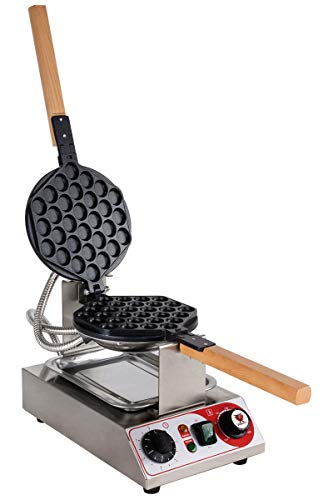 Beeketal 'BWA-10' Profi Bubble Waffeleisen mit antihaft Backplatten, Edelstahl Gehäuse, 50-300 °C, Timer: 0-5 Minuten und Teig Auffangschale - Gastro Waffelautomat speziell für Bubble Waffeln