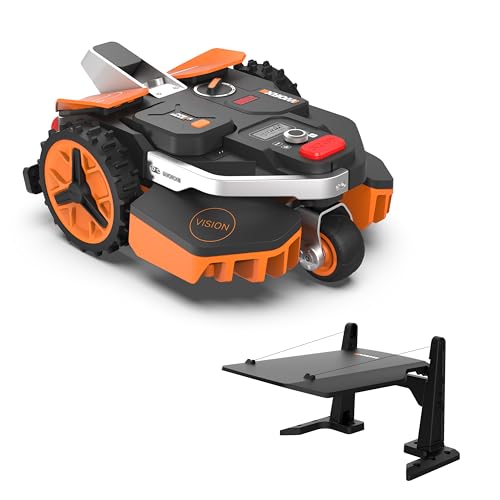 WORX Landroid Vision M550 Mähroboter WR205E für Gärten bis 550m², AI Rasenmäher Roboter ohne Begrenzungskabel, aktive Hindernisvermeidung mit KI-Technologie, Igelschutz + WA0825 Vision Garage