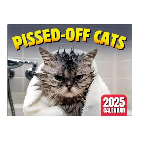 Mainiusi Kalender 2025 Peed-Off Cats, Wütend Katze Familienkalender Katzen Wandkalender 2025 Katzenkalender 2025 Peed-Off Cat Calendar 2025, 2025 Katze Kalender für Büro, Familien, Hotels