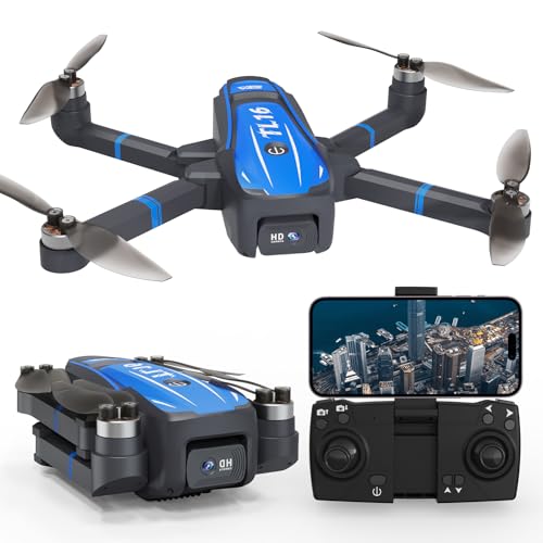 Toladrone Brushless Motor Drohne für Anfänger, TL16 Mini Drohne mit Kamera 4K RC Faltbar Quadcopter für Erwachsene, Drohnen mit Headless Modus 360° Flip Höhenlage Halten, Blau