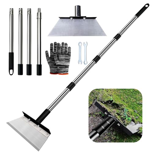 Reinigungsschaufel mit Stiel, Gartenschaufel Unkraut, Multifunktionale Gartenschaufel, Outdoor Garten Reinigungsschaufel, Garten Reinigungsschaber, Zum Schaufeln von Gras, Erde und Moos