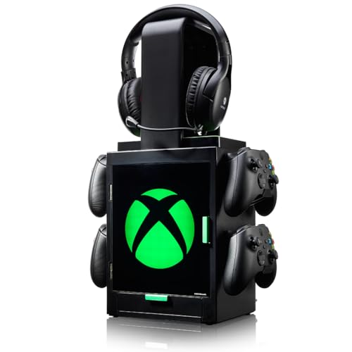 numskull Offizieller Xbox LED-Licht Gaming-Schrank, Controller-Halter und Headset-Ständer für PS4/PS5 & Xbox Series X|S - Mehrere LED-Beleuchtungseinstellungen - Offizielle Xbox-Merchandise