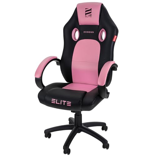 ELITE Gaming Stuhl MG100 Exodus | Ergonomischer Bürostuhl - Schreibtischstuhl - Chefsessel - Sessel - Racing Gaming Stuhl - Gamingstuhl - Drehstuhl - Chair - Kunstleder Sportsitz (Schwarz/Pink/Weiß)