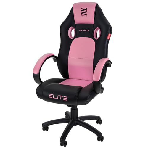 ELITE Gaming Stuhl MG100 Exodus | Ergonomischer Bürostuhl - Schreibtischstuhl - Chefsessel - Sessel - Racing Gaming-Stuhl - Gamingstuhl - Drehstuhl - Chair - Kunstleder Sportsitz (Schwarz/Pink/Weiß)