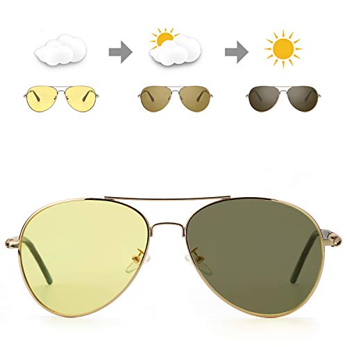 SODQW Polarisierte Nachtsichtbrille Sonnenbrille Photochromatisch Herren Sports Nacht Vision Blendschutz Brille für UV400 Schutz Metallrahmen Leicht