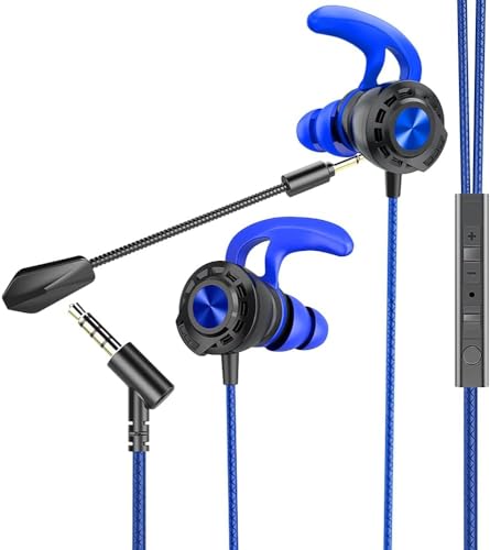 BENGOO G16 Gaming-Ohrstöpsel, Gaming-Headset in Ear, Gaming-Ohrhörer mit Dual-Mikrofon, Stummschalt- und Lautstärkeregler, Gaming-Kopfhörer für PC, Handy, PS4, 5, PlayStation, 3.5-mm-Klinkenstecker