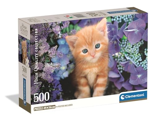 Clementoni Puzzle Collection - Ginger Cat 500 Stücke, Compact Box - Puzzle für Erwachsene 14-99 Jahre, Geschenk für Mann und Frau, Made in Italy, 35585