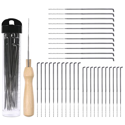 Redamancy Filznadeln Set, 35 Pcs 3 Größen Filzen Nadeln mit Filz Holzgriff Werkzeug und 1 Transparente Flasche, Filzen Starter Bausatz, Anfänger Filzstich Stanzwerkzeug