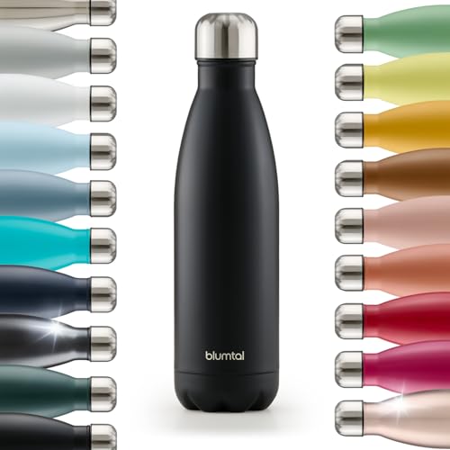 Blumtal® Trinkflasche Edelstahl Charles - Thermosflasche 1000ml - BPA-freie Thermo Trinkflasche kalt&warm - auslaufsichere Trinkflasche Metall - Trinkflasche 1000ml Edelstahl - Thermoflasche - Schwarz