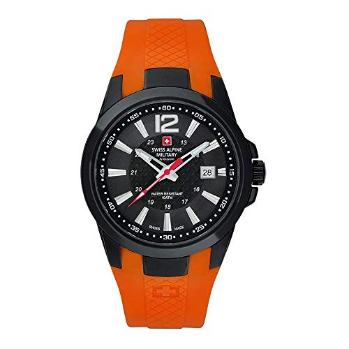 swiss alpine military by Grovana Herren-Armbanduhr Orange 10ATM 7058.1879, Sportlich