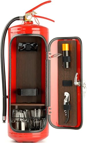 XUEQI 33cm Aufbewahrungsbox für Feuerlöscher Mini-Bar Tragbare Aufbewahrungsbox für Spirituosen und Gläser Weinkühler Ornamente Geschenke für Männer,Rot