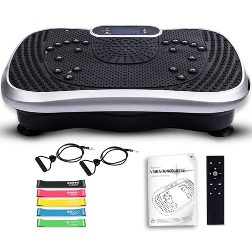 Vibrationsplatte - 99 Intensitätsstufen - 5 Trainingsprogramme - Fitnessgeräte für Zuhause - Massagegerät & Sportgerät mit Bluetooth für Home Workout - WeightWorld