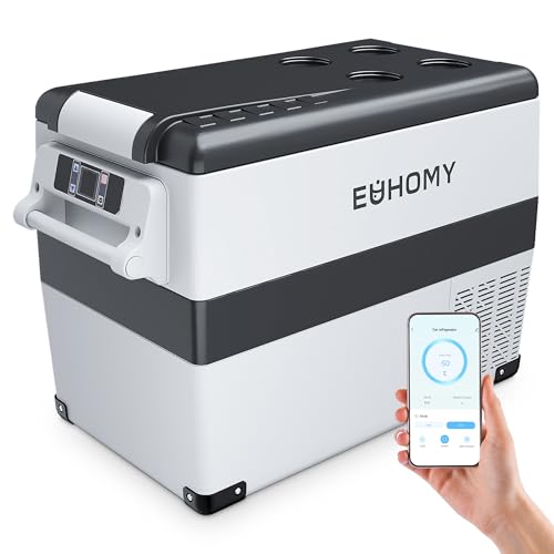 EUHOMY 12V Kompressor Kühlbox 45L, Kühlbox Auto Kompressor mit APP Gesteuert, 12V/240V Kühlschrank -20 ℃ bis 20 ℃, tragbarer Kühlschrank für Camping, Reisen, Lastkraftwagen