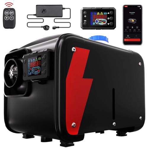 HCALORY 8kW Luft Dieselheizung,12 V/24 V 0,15–0,44 L/Std Diesel Standheizung Air Diesel Heizung mit Bluetooth APP LCD-Display und Adapter