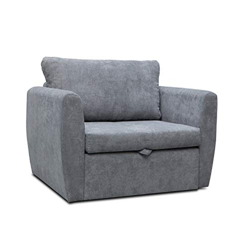 mb-moebel Sofa Sessel mit Schlaffunktion Schlafsessel Gästebett Klappsofa Bettfunktion mit Bettkasten Couch Sofagarnitur Salon Jugendzimmer SARA (dunkelgrau)